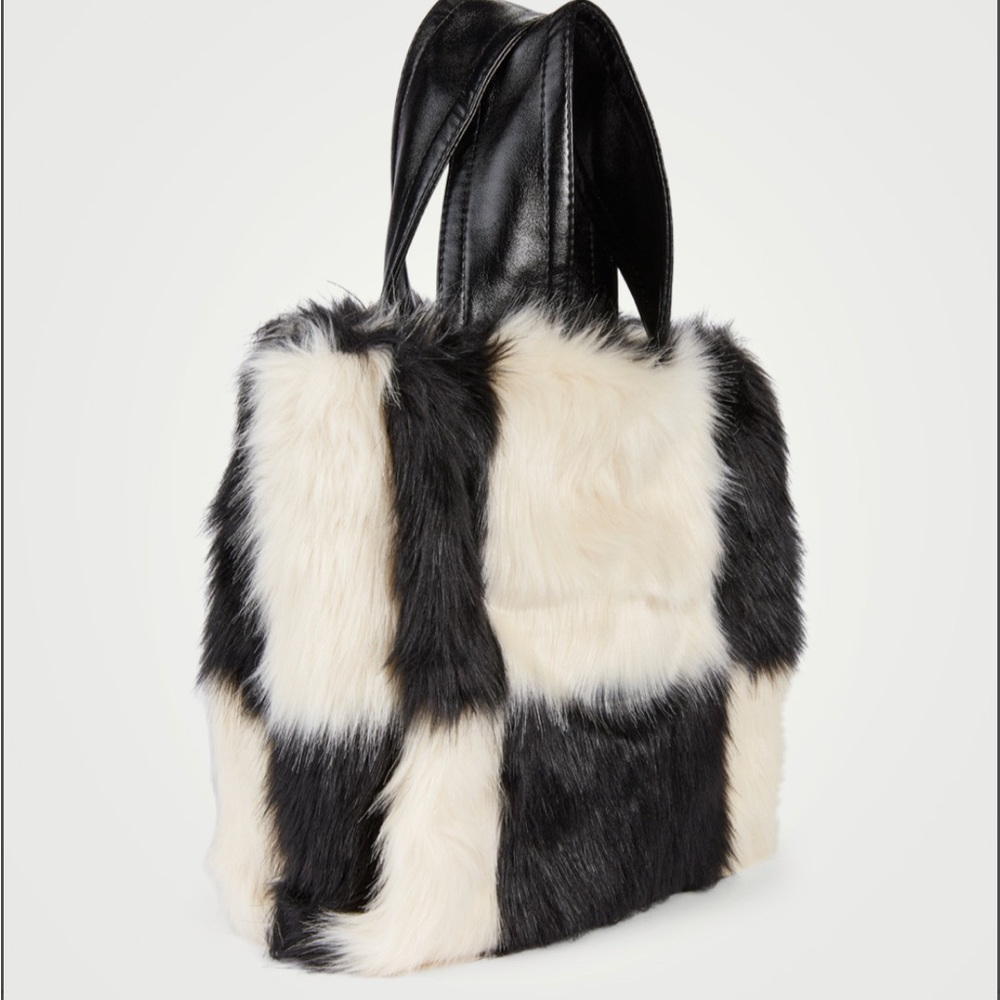 *NEW* STAND STUDIO - faux fur/faux leather small tote bag with cross body strap
